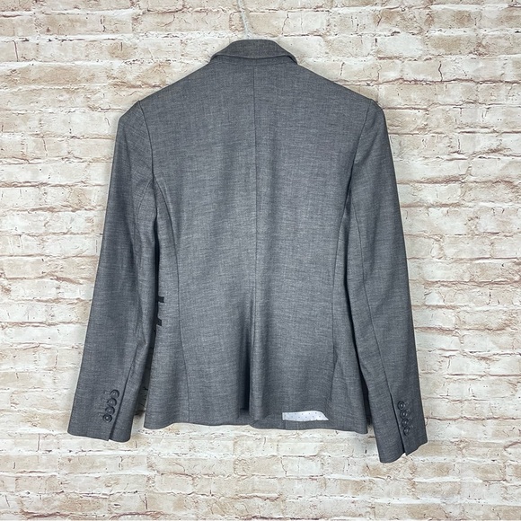 Express Gray Fitted Blazer Sz 4 Lined One Button Pockets Jacket Career - Picture 7 of 8